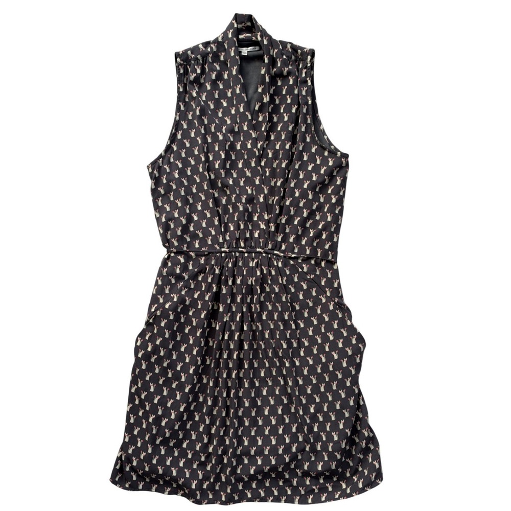 Collective Concepts Cat Print Sleeveless Dress Women M Navy Pink Excellent Mini